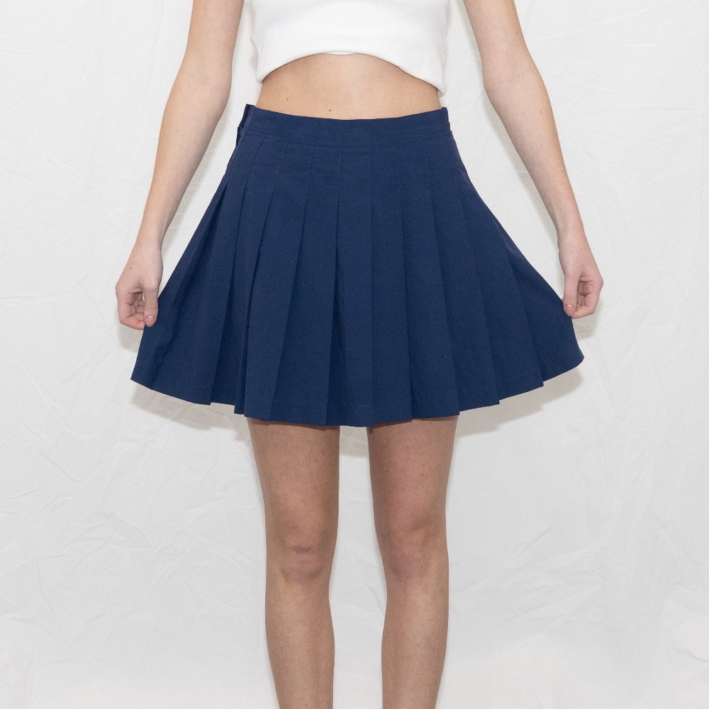 Vintage blue pleated mini skirt size 12 break point polyester